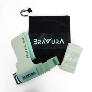 Juego de calleras verdes, muñequeras y bolsa de transporte