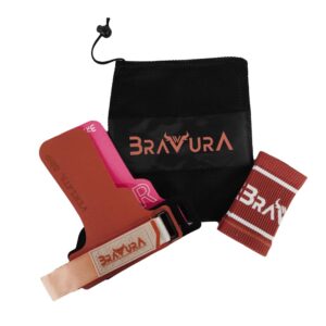 1 par de calleras versátil Rojo/ Rosa, 1 par de muñequeras a juego y bolsa de transporte